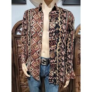 HAUPT Vintage All Over Print Button Down Shirt Men's 42/16 1/2 RARE #R1